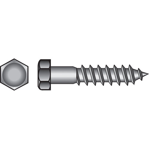 Lag Screw 1/2" X 1-1/2" L Hex Zinc-Plated Steel Zinc-Plated