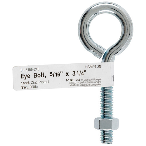 Eyebolt 5/16" S X 3-1/4" L Zinc-Plated Steel Nut Included Zinc-Plated - pack of 10