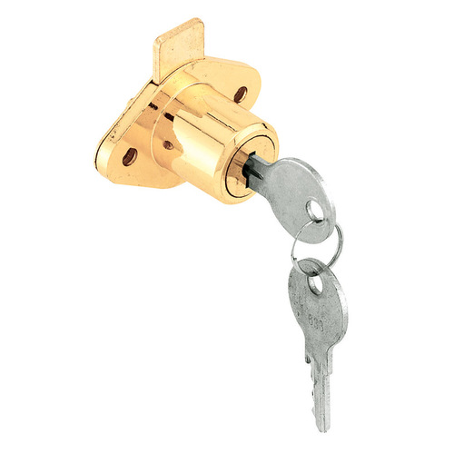 Defender Security U 9947 Drawer and Cabinet Lock, Keyed Lock, Y13 Yale Keyway, Brass