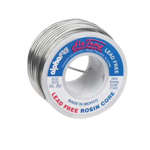 Alpha Fry 21945 Rosin Core Solder Wire 8 oz Lead-Free 0.062" D Silver Bearing