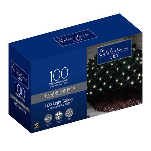 Christmas Lights LED Mini Cool White 100 ct Net 6 ft.