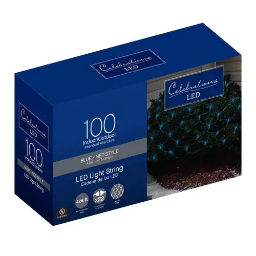 Christmas Lights LED Mini Blue 100 ct Net 24 ft.