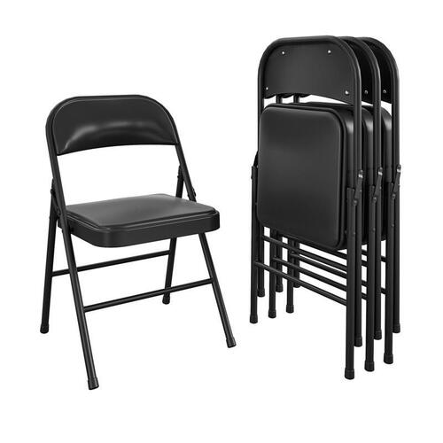 Cosco 14-984-BLK4 Folding Chair Black Vinyl Black