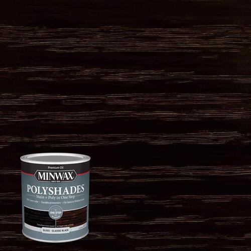 Minwax 61495444 Stain/Polyurethane Finish PolyShades SemiTransparent Gloss Classic Black Oil