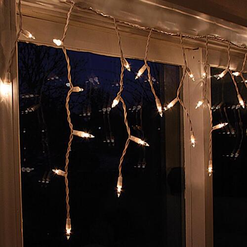Celebrations 14098-73A Christmas Lights Incandescent Mini Clear/Warm White 50 ct Icicle 2.67 ft.