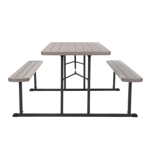 Cosco 87902GRY1 Picnic Table Plastic Brown 72" Rectangle Foldable Brown