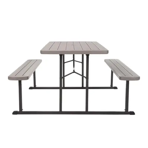 Picnic Table Plastic Brown 72" Rectangle Foldable Brown