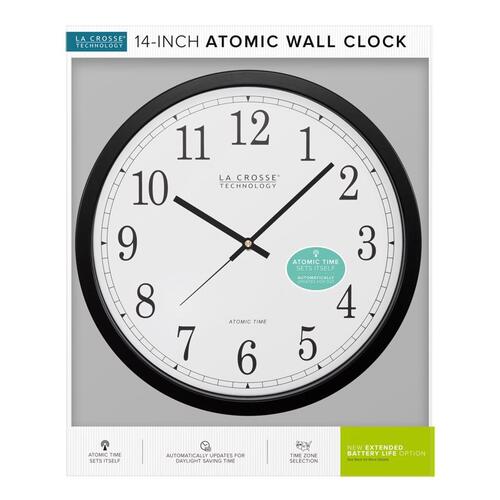 La Crosse WT3143A Atomic Wall Clock 14" L X 14" W Indoor Modern Analog