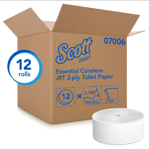 SCOTT 07006 Toilet Paper Essential Coreless 12 Rolls