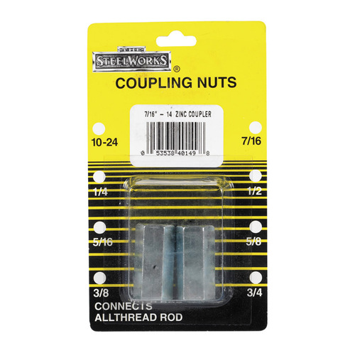 Coupling Nut 7/16"ch-14 S Steel Zinc-Plated