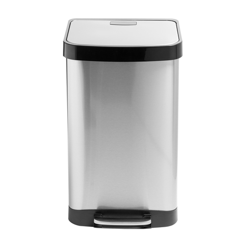 Honey-Can-Do TRS-08993 Trash Can 13 gal Black/Silver Stainless Steel Square Black/Silver