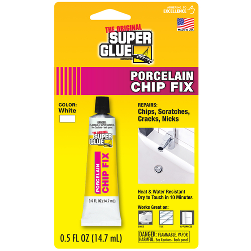 All Purpose Super Glue Porcelain Chip Fix High Strength 0.5 oz White
