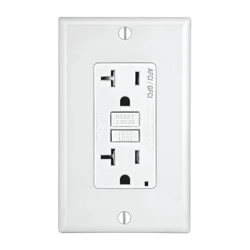 AFCI/GFCI Dual Function Outlet SmartlockPro 20 amps 125 V Duplex White 5-20R White