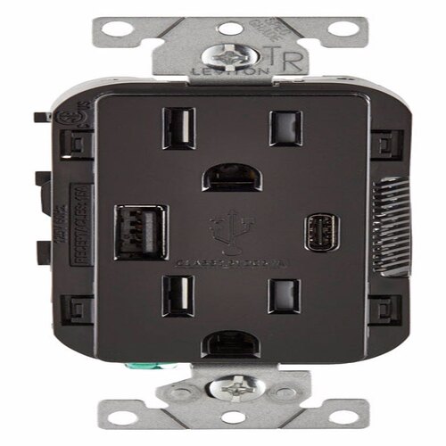 Leviton T5633-E Outlet And USB Charger Decora 15 Amps 125 V Type A/C ...