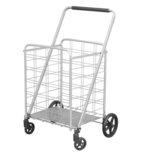 Apex SC9024 Shopping Cart 40.6" H X 21.5" W X 24.8" L Silver Collapsible