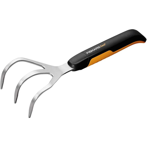 Hand Cultivator Xact 3 Tine Stainless Steel Rubber Handle Orange