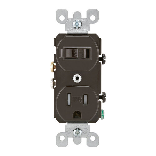 Combination Switch/Outlet 15 amps 120 V Brown 5-15R Brown