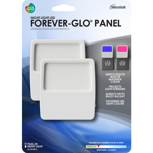Forever-Glo Panel Night Light, 120 V, 1 W, LED Lamp, 1 Lumens - pack of 2