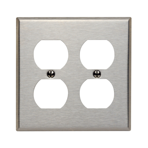 Wall Plate Silver 2 gang Stainless Steel Duplex Silver