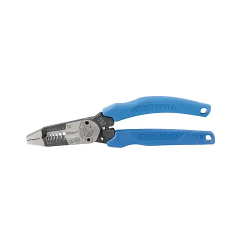 Klein-Kurve  Heavy-Duty Wire Strippers/Shear Cutter, 8.41 in L, 8-18 AWG, Blue