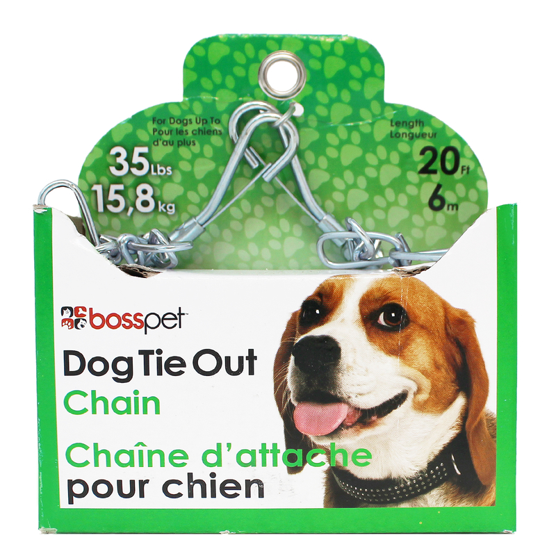 Boss Pet 27220 PDQ Pet Tie-Out Chain with Swivel Snap, Twist Link
