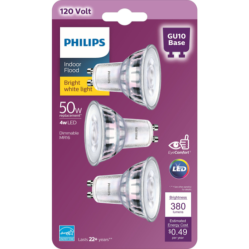 Philips 544932 LED Bulb MR16 GU10 Bright White 50 W Clear