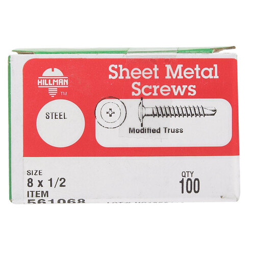 Self- Drilling Screws No. 8 X 1/2" L Phillips Truss Head Zinc-Plated