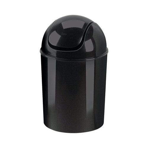 Wastebasket 1.25 gal Black Plastic Swing-Top Black