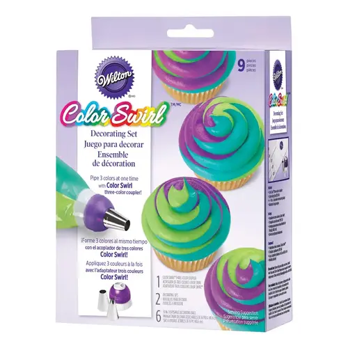 Decorating Set Color Swirl Purple/White Plastic Purple/White - pack of 3