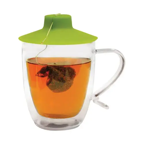 Mug with Tea Bag Buddy 16 oz Clear/White Clear/White