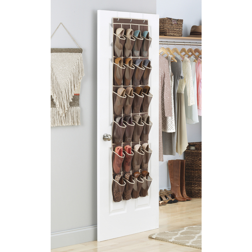 Whitmor 63511253JAVA OvertheDoor Shoe Organizer 13" H X 7" W X 1.63" L Fabric Java