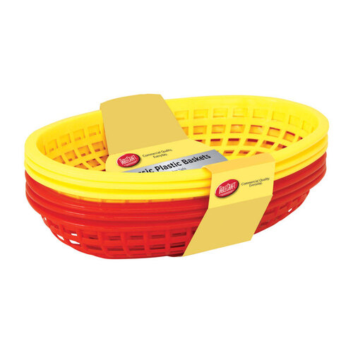 TABLECRAFT H1074RY-6 Food Baskets 6.3" W X 9.5" L Red/Yellow Plastic Red/Yellow