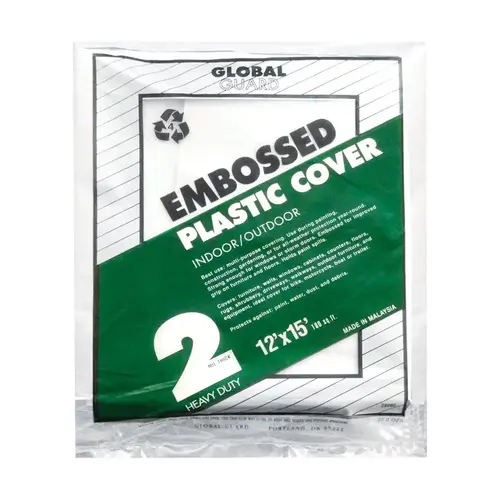 Drop Cloth GlobalGuard 12 ft. W X 15 ft. L X 2 mil Plastic Clear