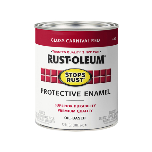 Protective Paint Stops Rust Indoor and Outdoor Gloss Carnival Red Oil-Based 1 qt Carnival Red