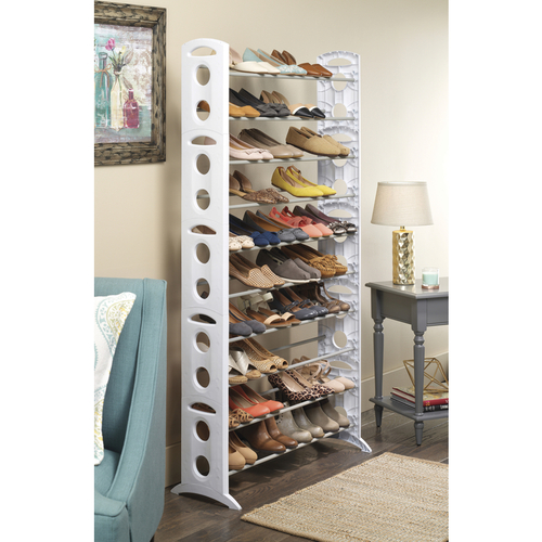 Whitmor 6486-1917-WHT Floor Shoe Rack 62.24 H X 35.31 W X 11.81 L  Metal/Resin White