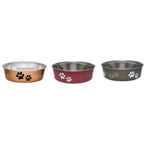 Pet Bowl Assorted Bones and Paw Prints Stainless Steel 4 cups For Dog Assorted