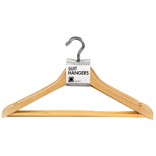 Suit Hanger 1" H X 17.4" W X 9.2" L Wood Brown Brown