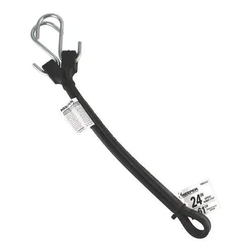 Tarp Strap, 24 in L, EPDM, Black, S-Hook End