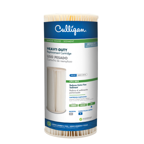 Culligan CP-5BBS Filter Cartridge, 5 um Filter, Cellulose, Pleated Polyester Filter Media