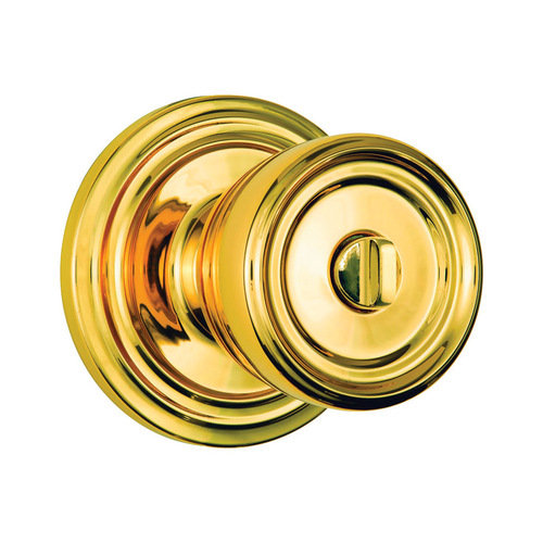 Entry Knob Push Pull Rotate Barrett Polished Brass KW1 1.75" Polished Brass