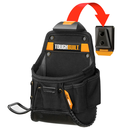 ToughBuilt TB-CT-24-2BES Tool Bag 9.5" W X 10" H Polyester Project Pouch with Hammer Loop 6 pocket Black/Gra Black/Gray