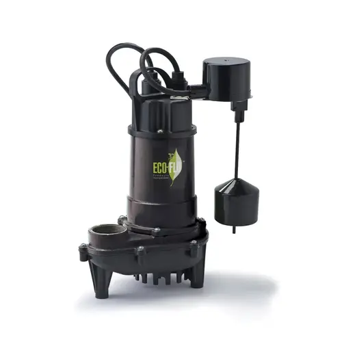 ECO-FLO ECD33V Submersible Sump Pump 1/3 HP 3300 gph Cast Iron Vertical Float Switch AC Bottom Suction