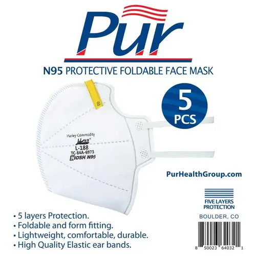 PUR 64032 Face Mask N95 General pose White One Size Fits Most White