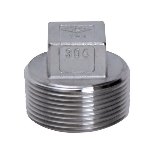 Square Head Plug 1" MPT X 1" D MPT Stainless Steel