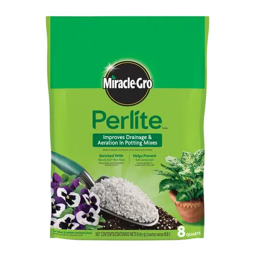 Miracle-Gro 74278430 Perlite, Granular, Off-White/White, Mild, 8 qt Bag