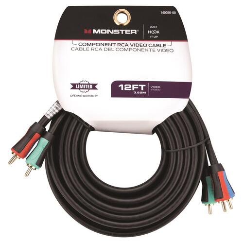 Component Video Cable Just Hook It Up 12 ft. L RCA Black