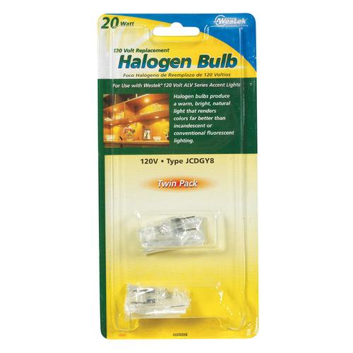 Halogen Bulb, 20 W, G8 Lamp Base, JCD Lamp, 5000 hr Average Life Pair Clear