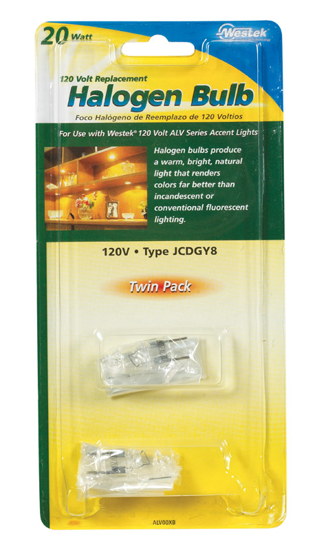 Zenith ALV00XB Halogen Bulb, 20 W, G8 Lamp Base, JCD Lamp, 5000 hr Average Life Pair Clear