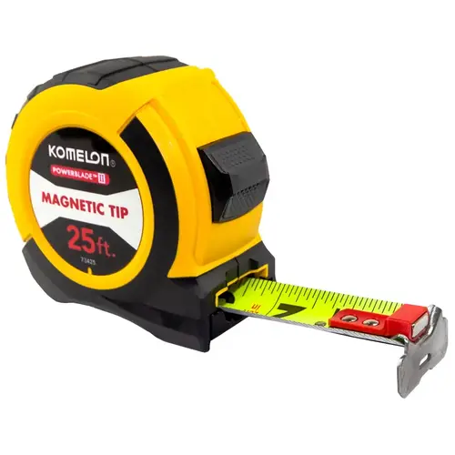 Magnetic Tape Measure 25 ft. L X 1.06" W Black/Yellow