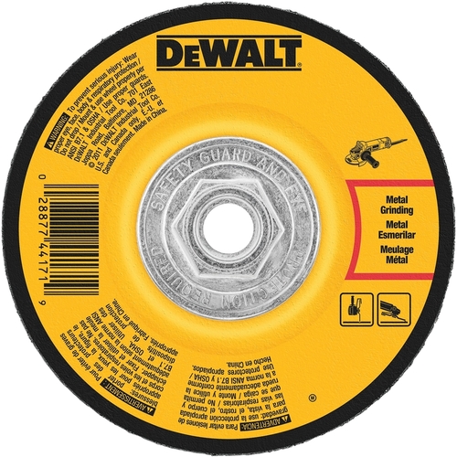 Grinding Wheel, 4-1/2 in Dia, 1/4 in Thick, 5/8-11 in Arbor, 24 Grit, Coarse